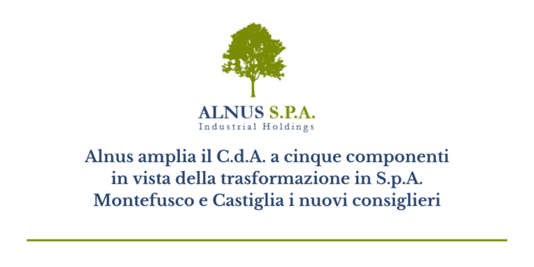 Alnus amplia il C.d.A. a cinque componenti in vista della trasformazione in S.p.A. Montefusco e Castiglia i nuovi consiglieri